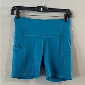 Lululemon Athletica Teal Fast and Free Bike Shorts Size 6